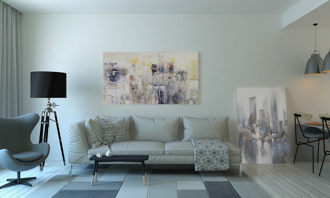 Minimalistische Japandi woonkamer met houten meubels. Minimalistische Japandi woonkamer met houten meubels.